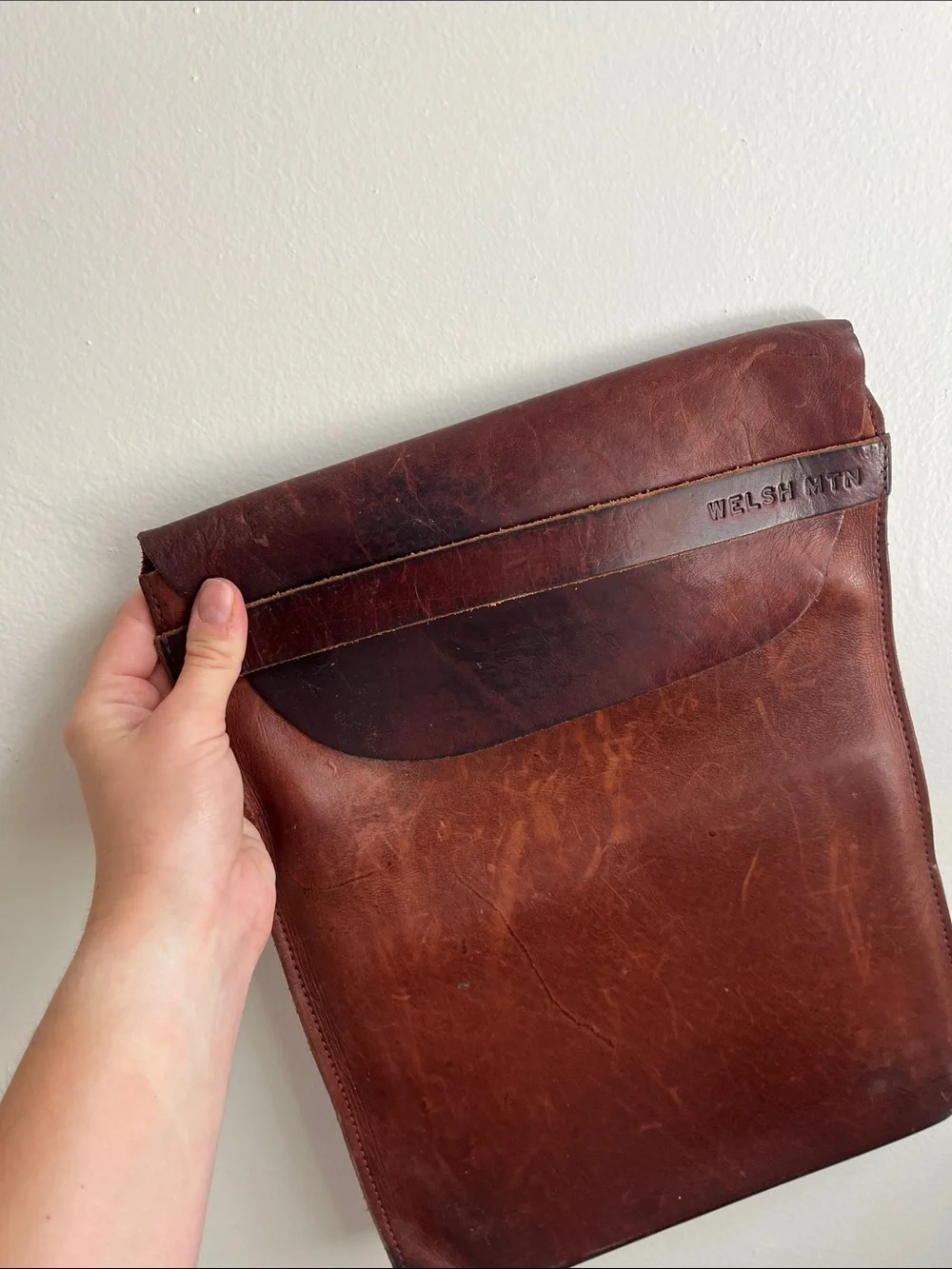 Brown Leather Laptop Sleeve - Welsh Mountain Brand